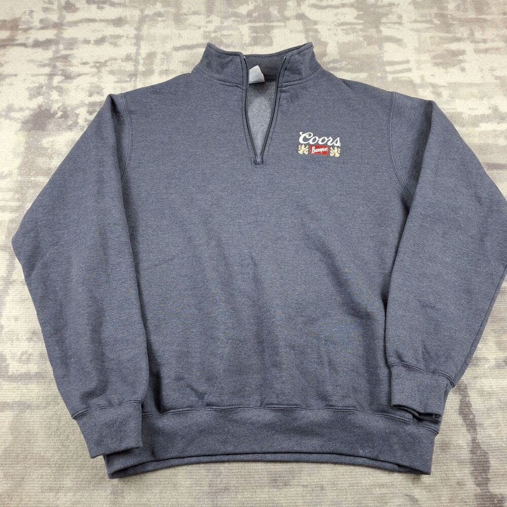 Coors Banquet Beer Quarter Zip Pullover Sweatshirt Mens Large L